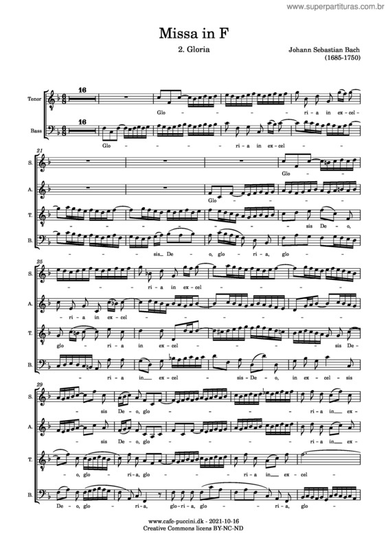 Partitura da música Missa In F, Bwv 233, 2. Gloria – Bach