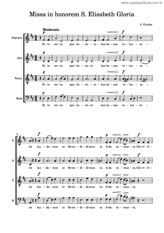 Partitura da música Missa In Honorem S Elisabeth Gloria– J. Gruber
