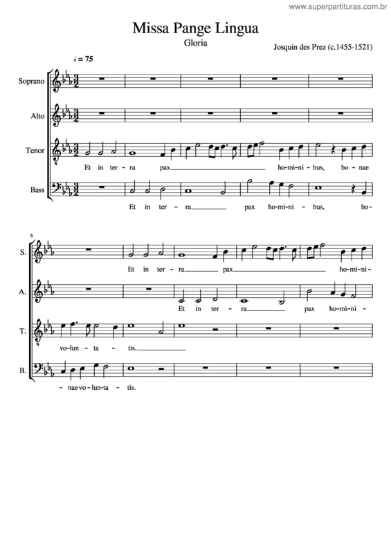Partitura da música Missa Pange Lingua: Gloria