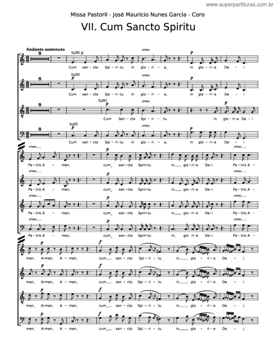 Partitura da música Missa Pastoril – José Maurício Nunes Garcia v.2