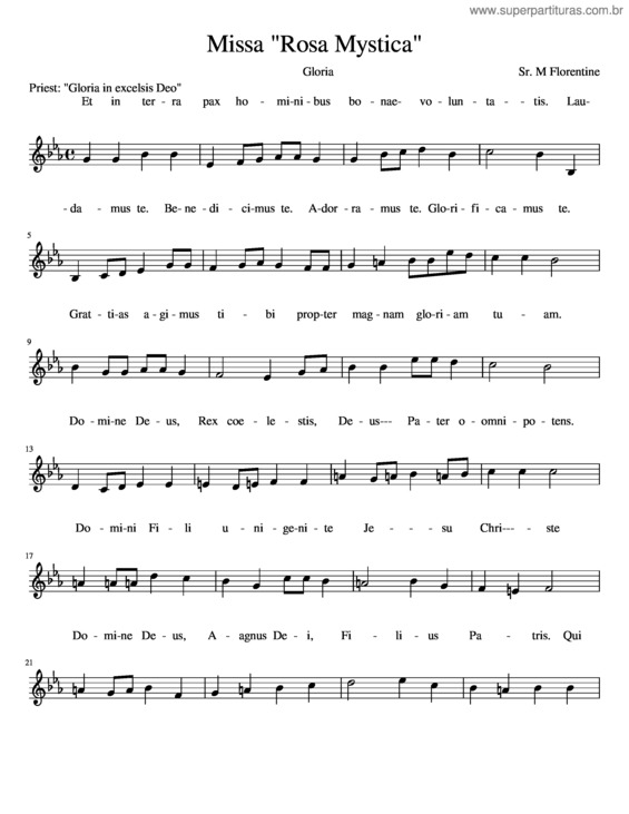 Partitura da música Missa Rosa Mystica Gloria
