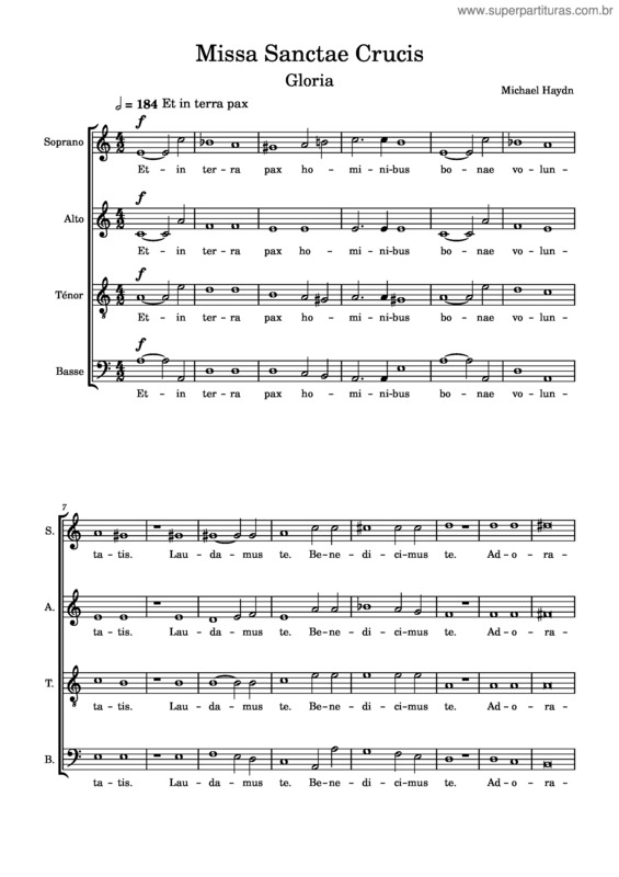 Partitura da música Missa Sanctae Crucis. 2. Gloria – Johann Michael Haydn