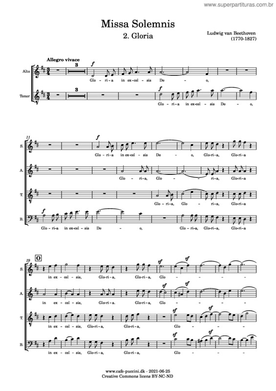 Partitura da música Missa Solemnis, 2. Gloria – Beethoven