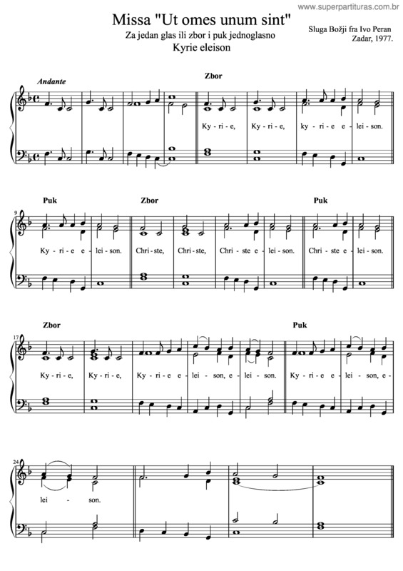 Partitura da música Missa Ut Omes Unum Sint