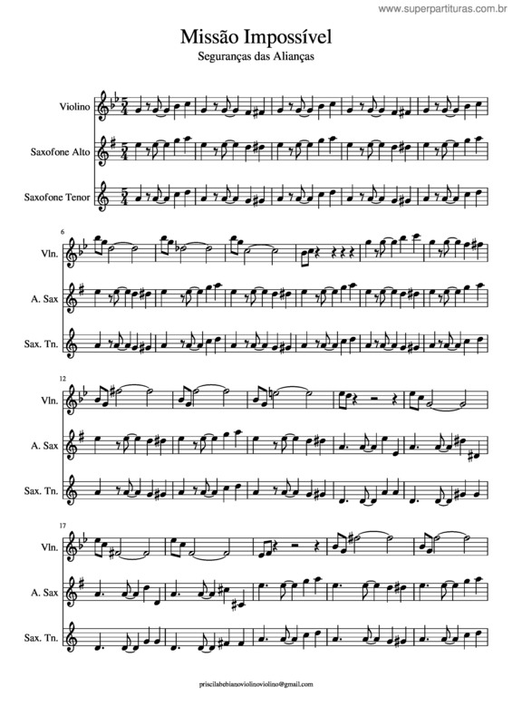 Partitura da música Missão Impossível v.2