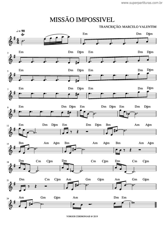 Partitura da música Missão Impossivel v.3
