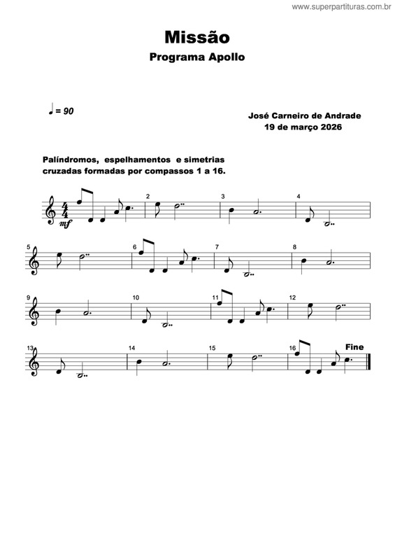 Partitura da música Missão