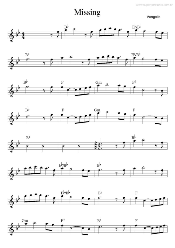 Partitura da música Missing v.3