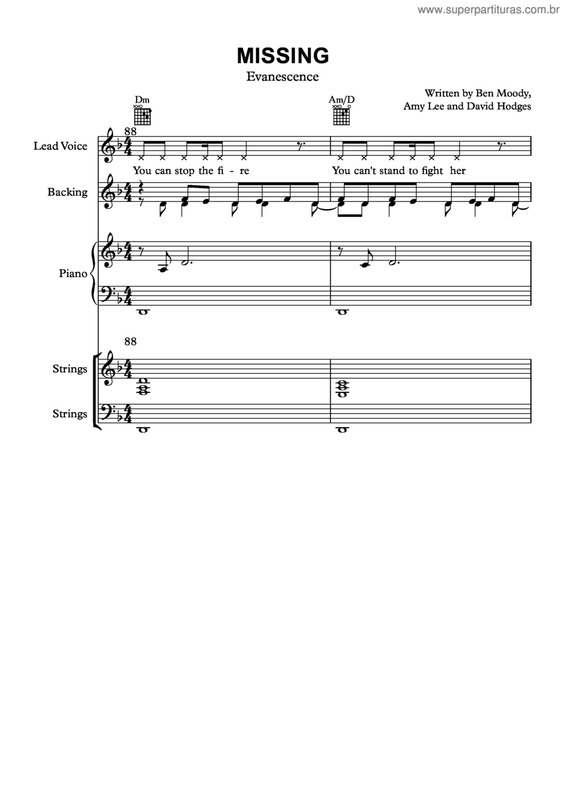 Partitura da música Missing v.5