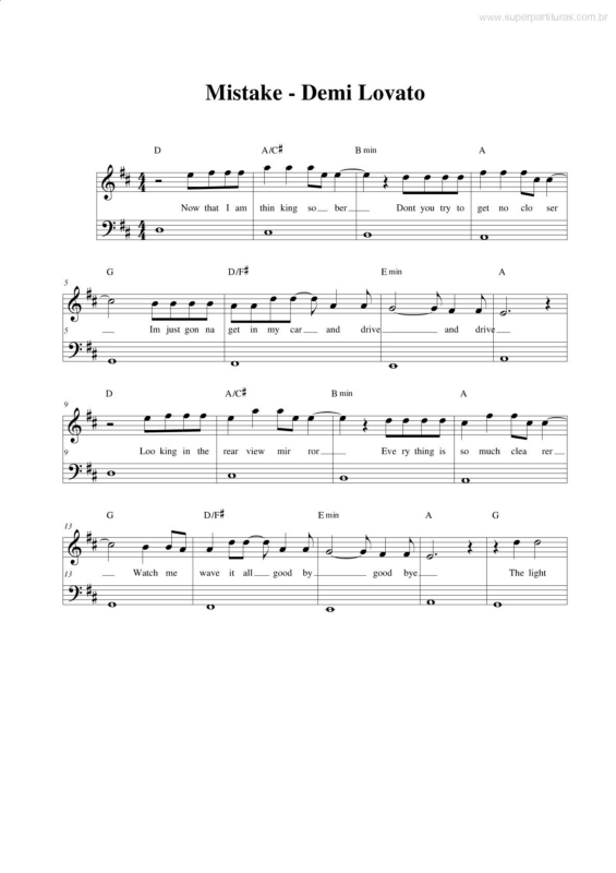 Partitura da música Mistake