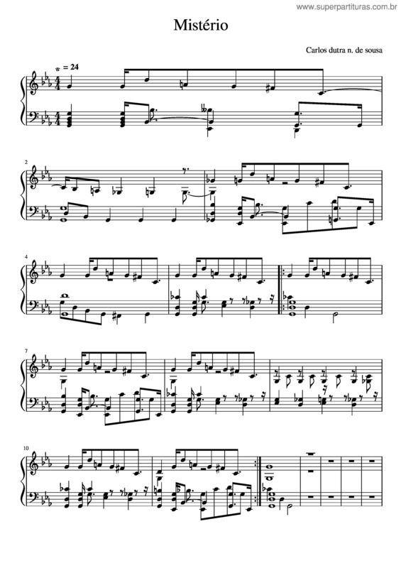 Partitura da música Mistério.
