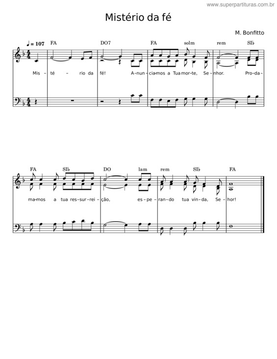 Partitura da música Mistério Da Fé