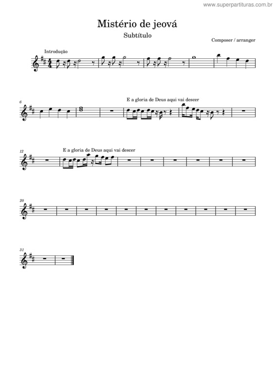 Partitura da música Mistério De Jeová