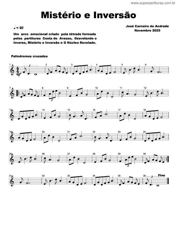 Partitura da música Mistério E Inversão