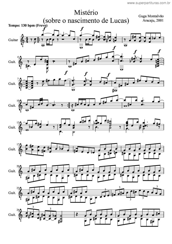 Partitura da música Mistério