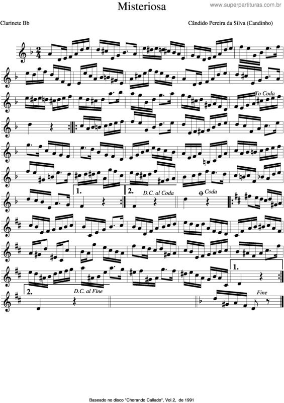 Partitura da música Misteriosa