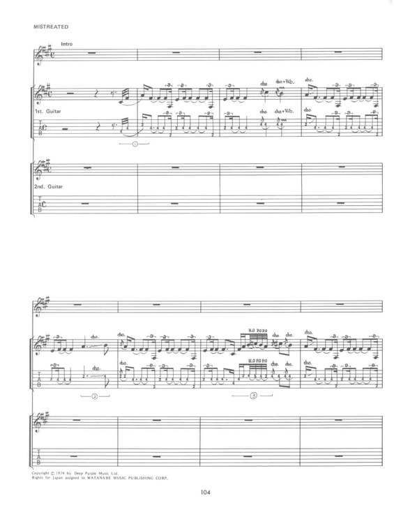 Partitura da música Mistreated