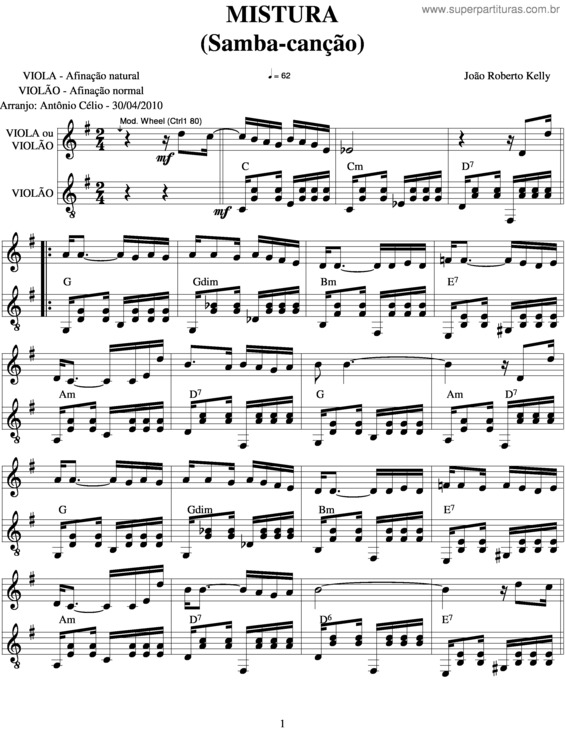 Partitura da música Mistura v.2