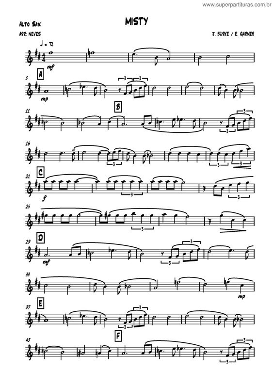 Partitura da música Misty v.12