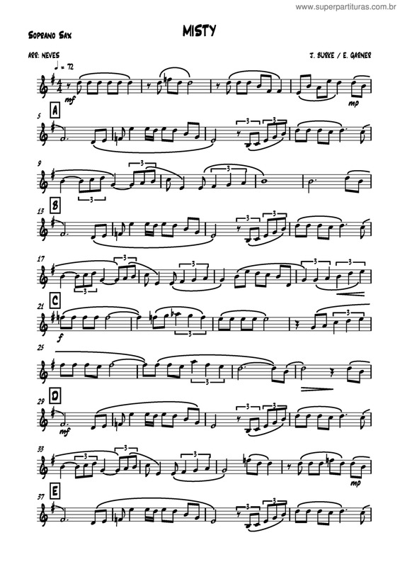 Partitura da música Misty v.13