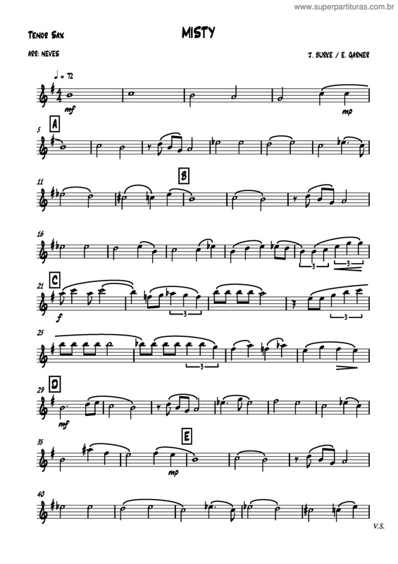 Partitura da música Misty v.14