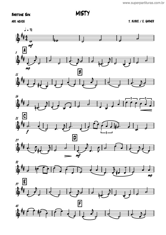 Partitura da música Misty v.16