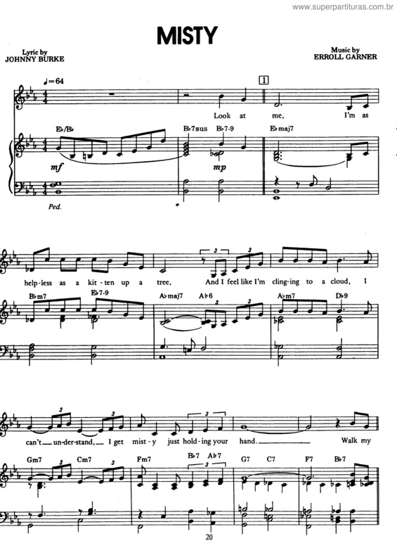 Partitura da música Misty v.2