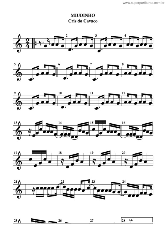 Partitura da música Miudinho