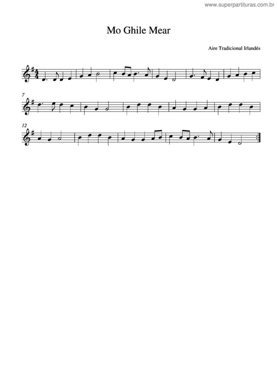 Partitura da música Mo Ghile Mear