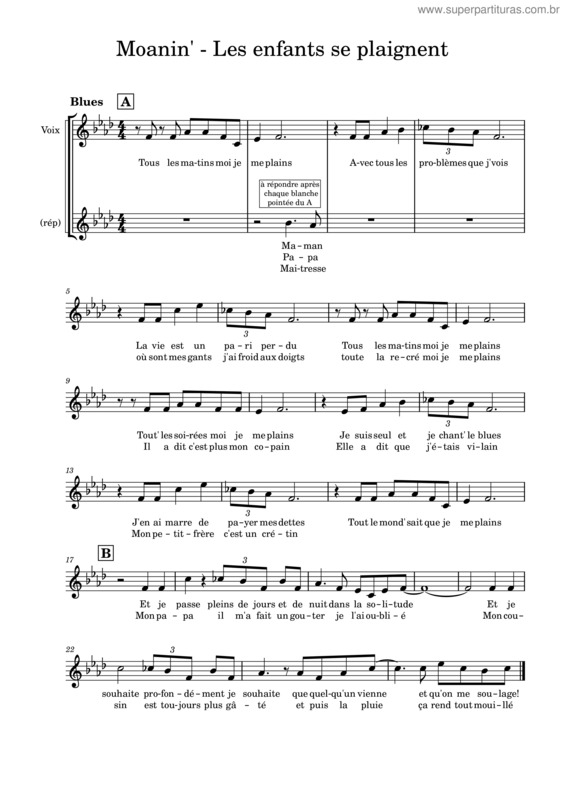 Partitura da música Moaning – Les Élèves Se Plaignent