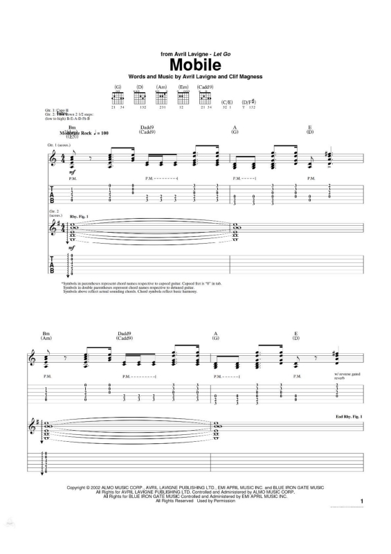 Partitura da música Mobile