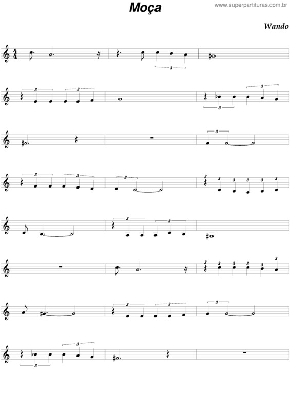 Partitura da música Moça.