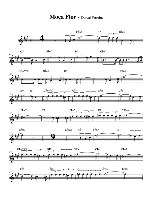 Partitura da música Moça Flor v.3