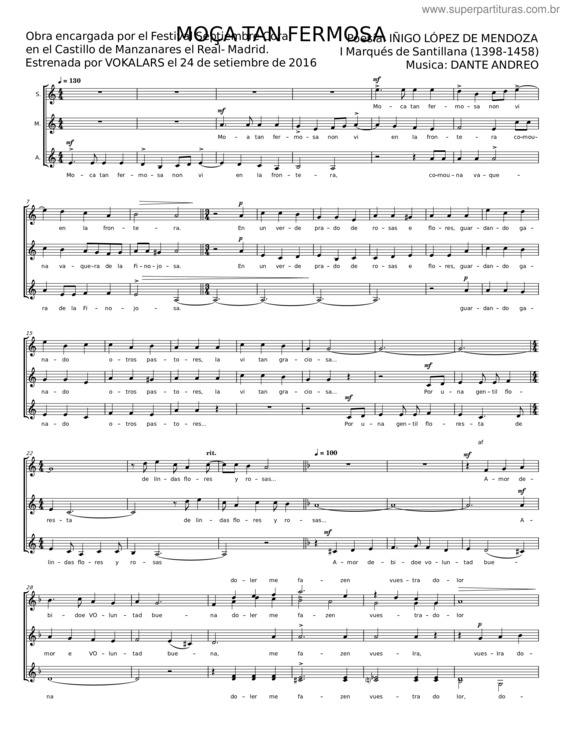 Partitura da música Moça Tan Fermosa