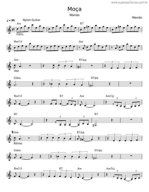 Partitura da música Moça v.11