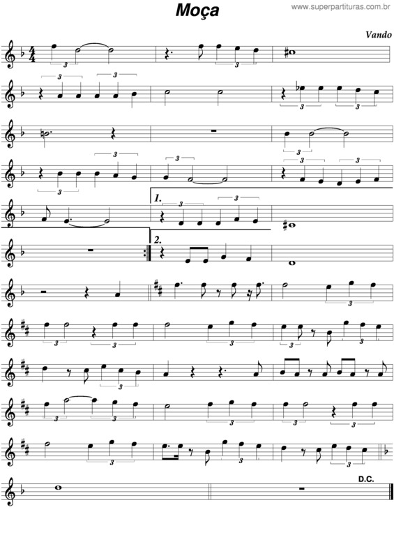 Partitura da música Moça v.4