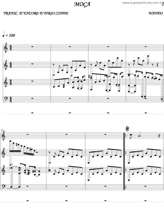 Partitura da música Moça v.5