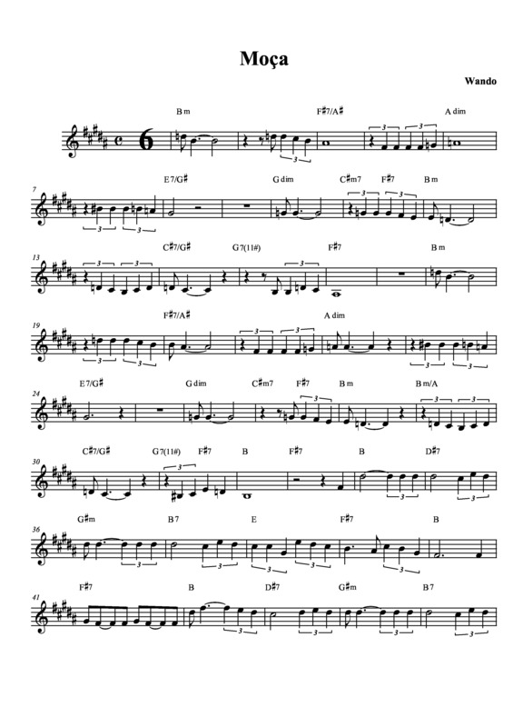 Partitura da música Moça v.8