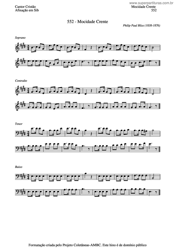 Partitura da música Mocidade Crente v.2