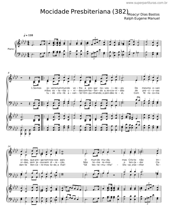 Partitura da música Mocidade Presbiteriana