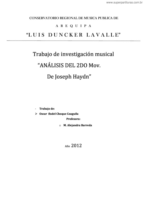 Partitura da música modelo de Análisis de obra clásica.