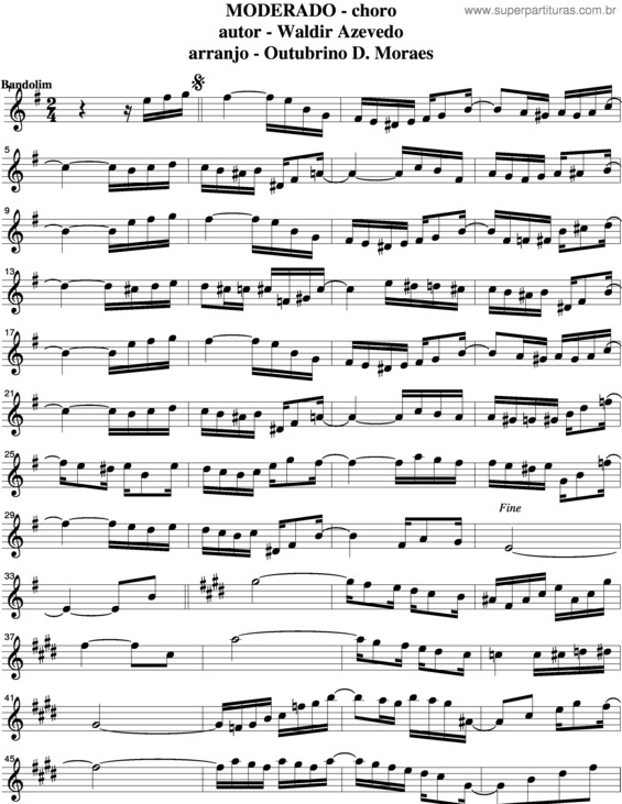 Partitura da música Moderado