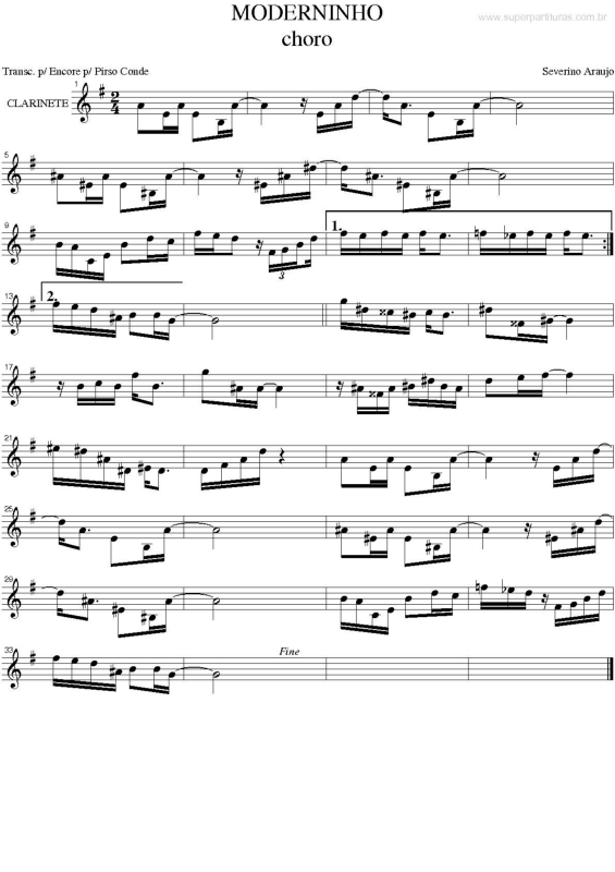 Partitura da música Moderninho