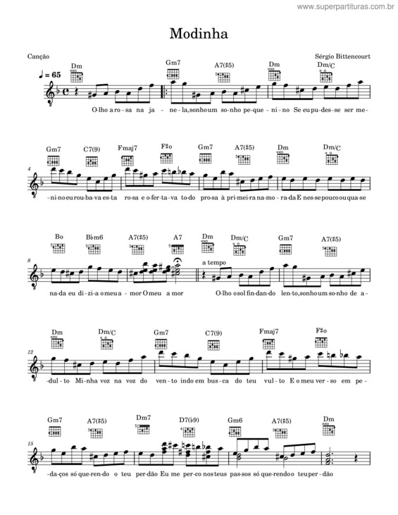 Partitura da música Modinha – Sérgio Bitencourt