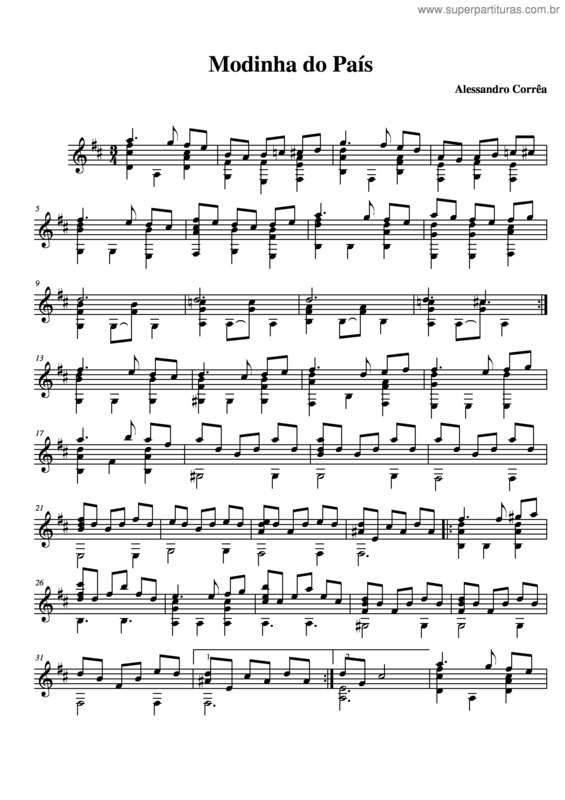 Partitura da música Modinha do País