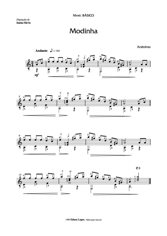 Partitura da música Modinha v.12