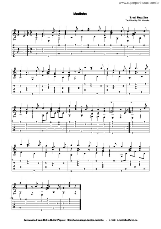 Partitura da música Modinha v.3