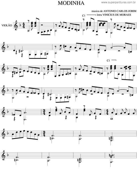 Partitura da música Modinha v.6