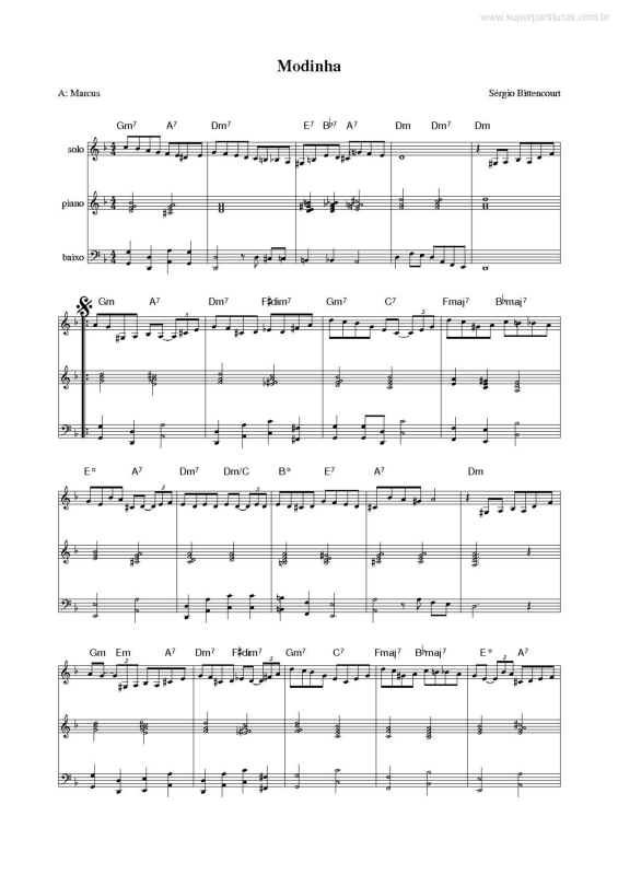 Partitura da música Modinha