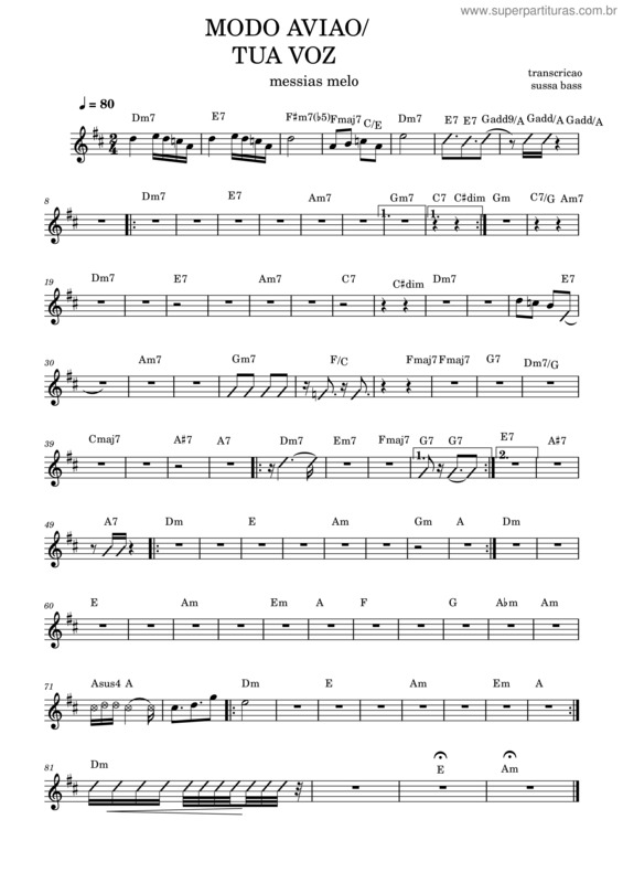 Partitura da música Modo Aviao